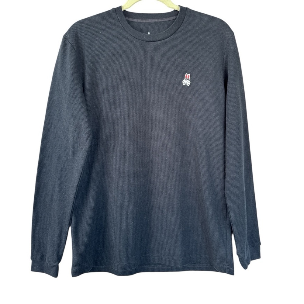 Psycho Bunny Men’s Black Long Sleeve Waffle Tee Size Small